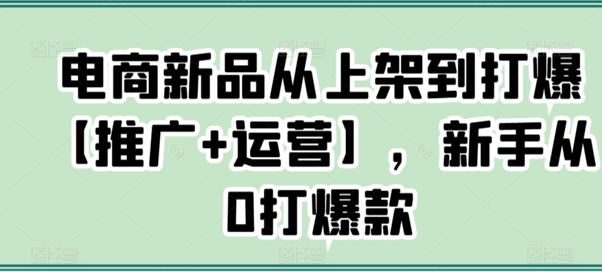 电商新品从上架到打爆【推广+运营】，新手从0打爆款- 副业 - 兼职-冷颜学社