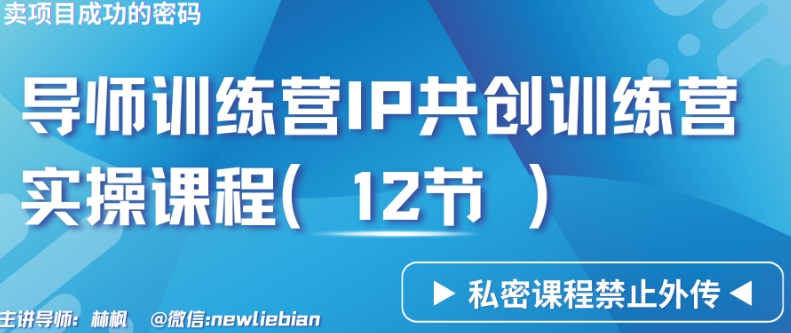 导师训练营3.0IP共创训练营私密实操课程（12节）-卖项目的密码成功秘诀【揭秘】- 副业 - 兼职-冷颜学社