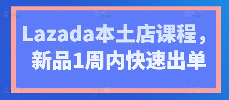 Lazada本土店课程，新品1周内快速出单- 副业 - 兼职-冷颜学社