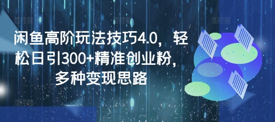闲鱼高阶玩法技巧4.0，轻松日引300+精准创业粉，多种变现思路- 副业 - 兼职-冷颜学社